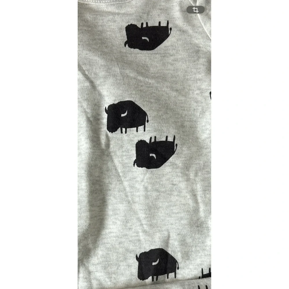 Mac and Moon Baby Knotted Gown Gray Black Buffalo Bison Print OS DF20M1447‎